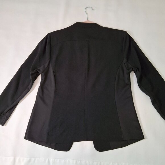 Womans Cropped Open Front Blazer Jacket Sz LG Relaxed Fit Stretchy Office Smart - Picture 11 of 14